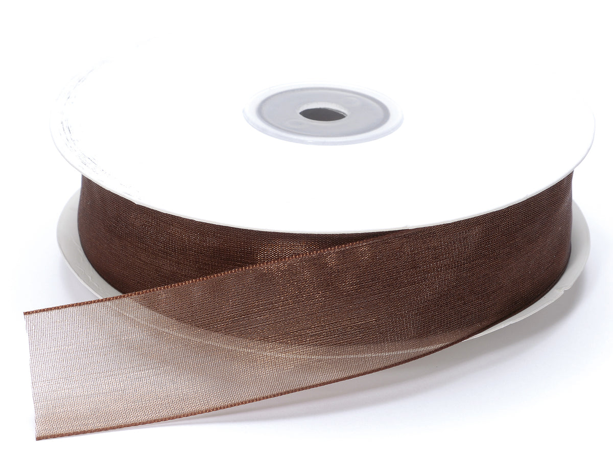Nastro organza marrone cioccolato, mm 25 x 50 m