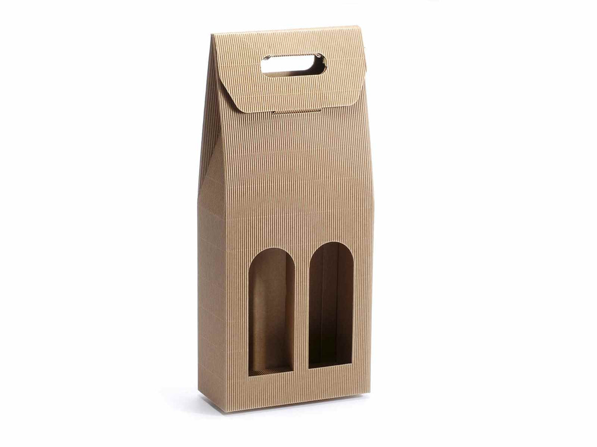 Scatola porta 2 bottiglie naturale rustica, set da 10 pezzi, cm 18 x 9 x 41,5 H