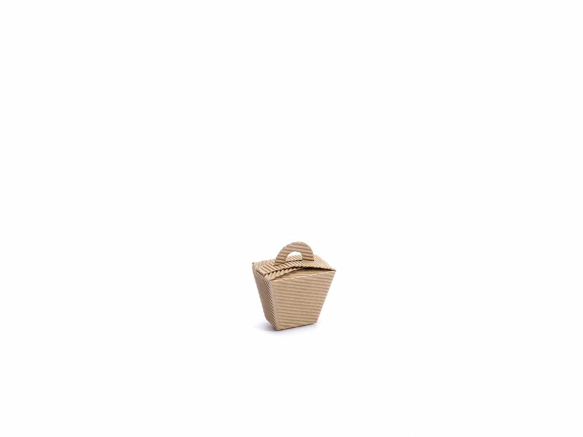 Scatole a cestello rustica avana, set da 50 pezzi, cm7x4x5,5H (con manici8,5)