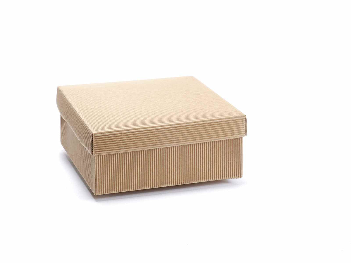 Scatola naturale rustica con coperchio, set da 8 pezzi, cm 24 x 24 x 10 H