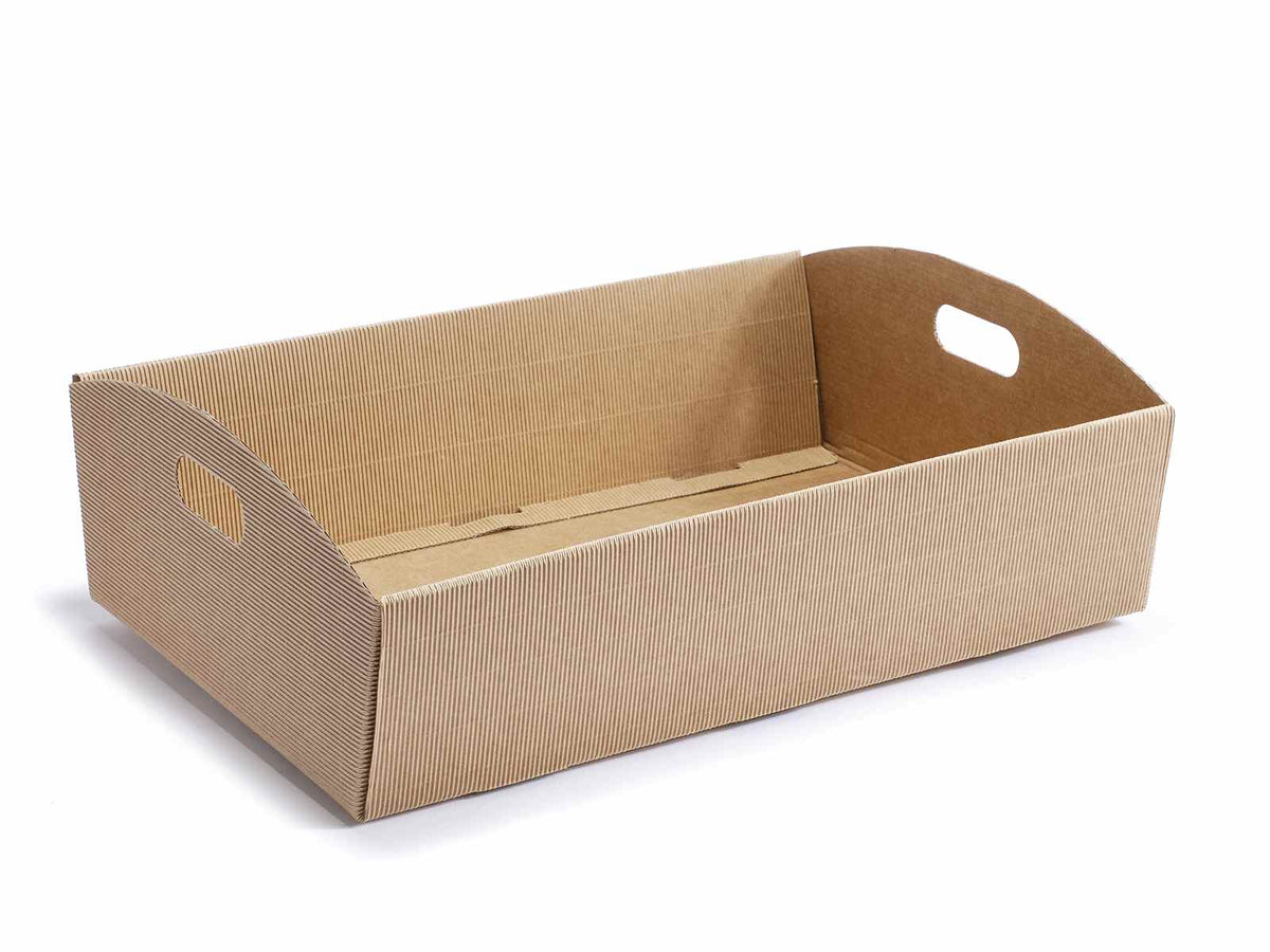 Vassoi per confezioni regalo rustica avana, perfetti per omaggi, cesti natalizi, set da 8 pezzi, cm43x31x11H (con manici14)