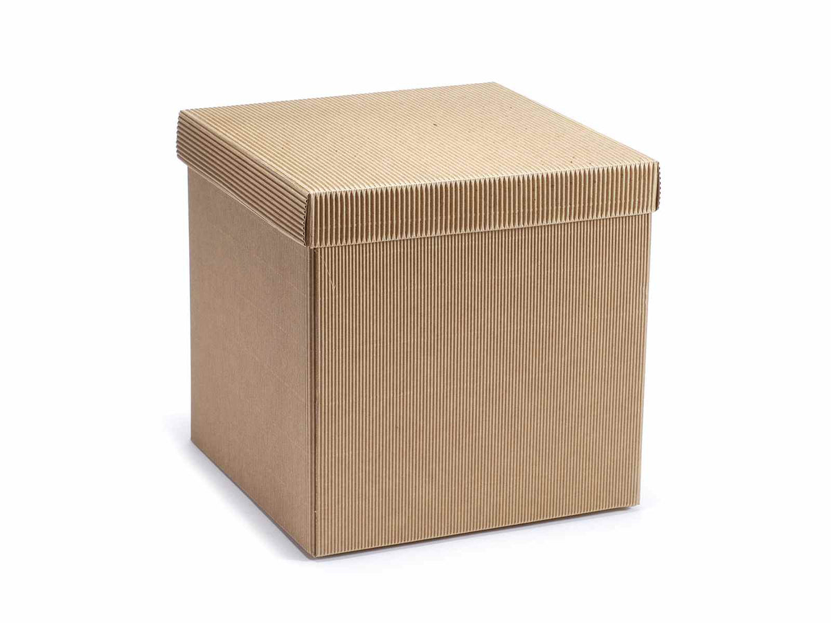 Scatole regalo con coperchio naturale rustica, set da 8 pezzi, cm 24 x 24 x 24 H