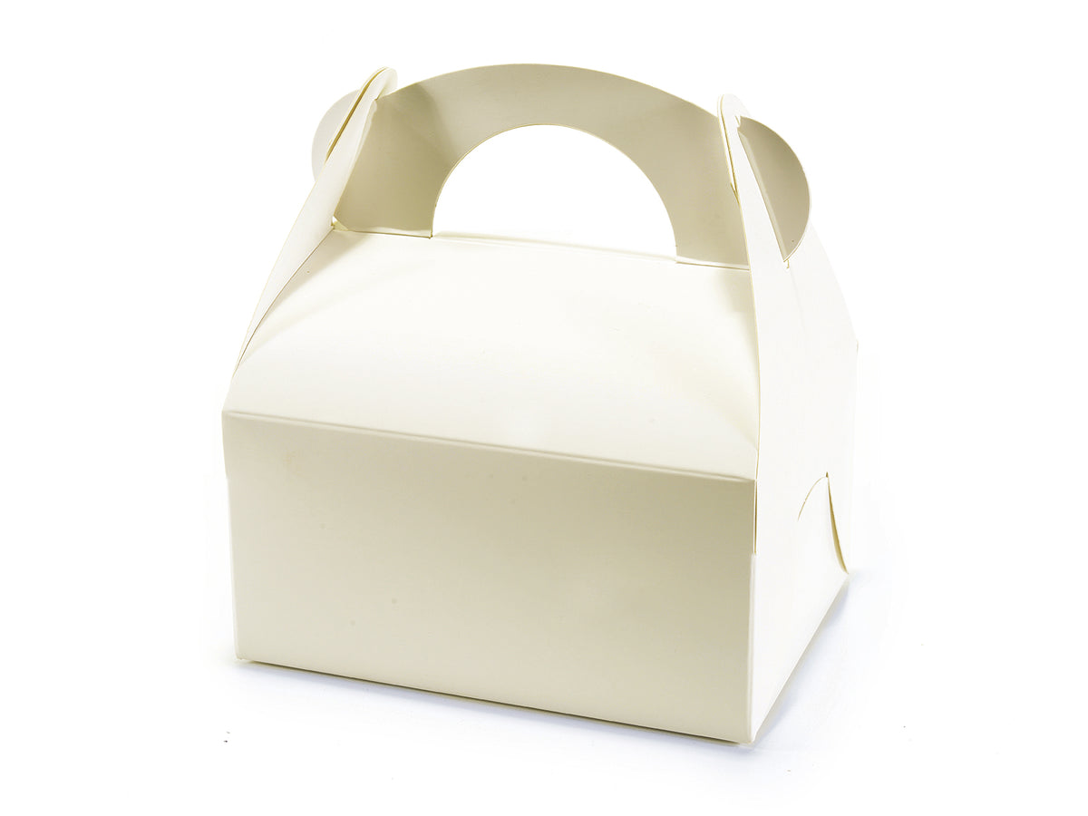 Scatole a bauletto in cartone classico avorio, set da 20 pezzi, cm 14x10,5x7 H (con manici15)