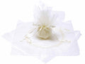 Tulle a sacchetto per bomboniere in organza color ecrù con tirante, base, set da 25 pezzi, cm33x33H - Interno:Ø12