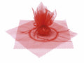 Tulle per bomboniere in organza rosso con tirante, base a stella e bordo a onda, set da 25 pezzi, cm33x33H - Interno:Ø12