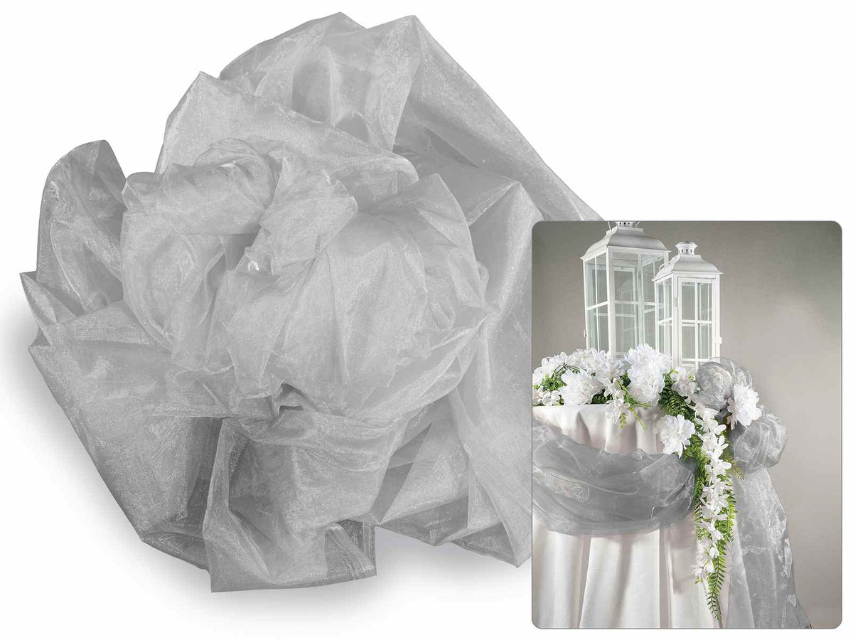Teli in organza argento chiaro, Mt 3 x 1,45 H