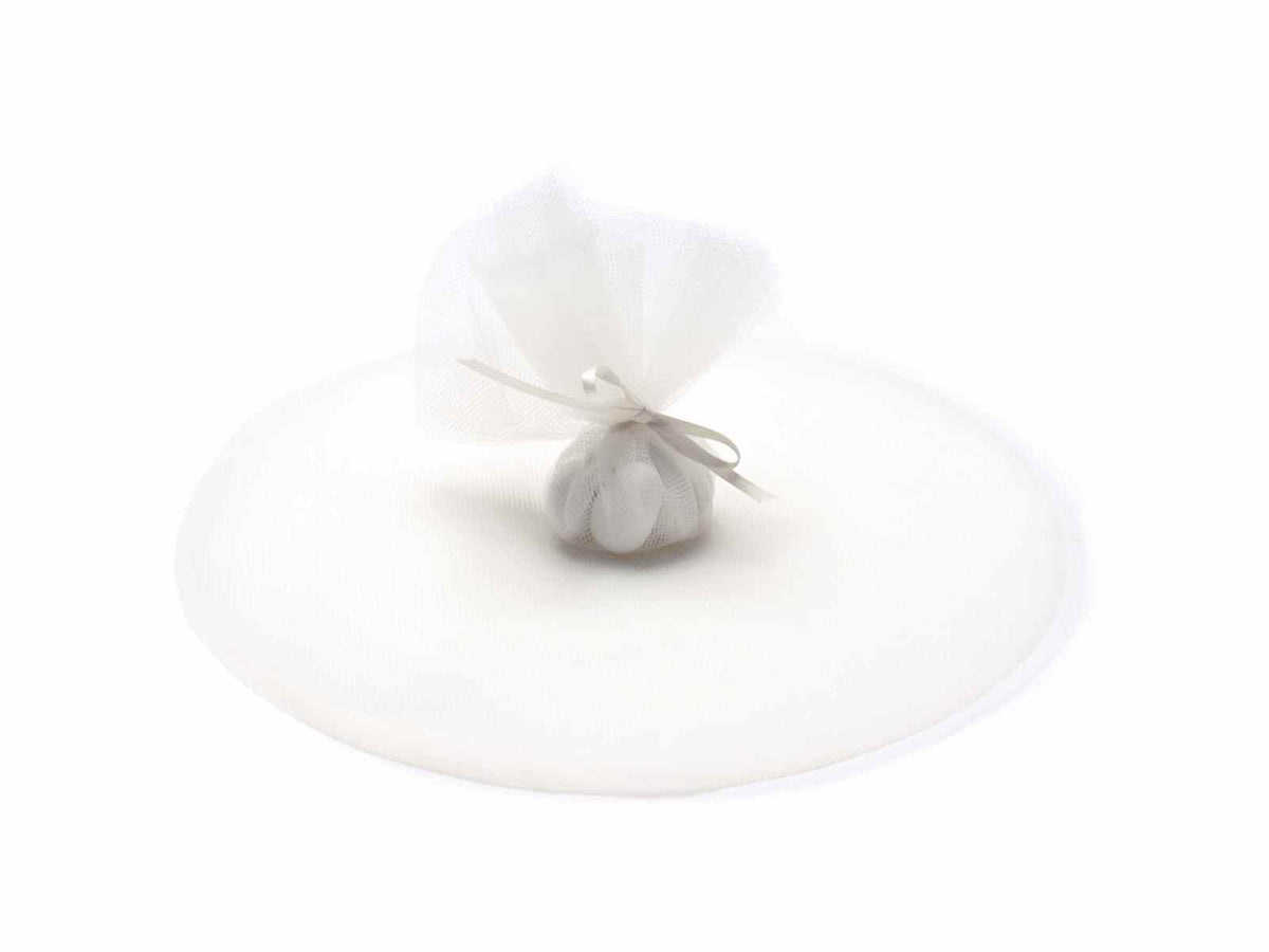Tulle per bomboniere classico tondo a rete ecrù, set da 100 pezzi, Ø 23,5 cm