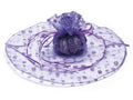 Tulle per bomboniera con tirante, base tonda in organza viola con pattern, set da 30 pezzi, Ø 28 cm - Interno: Ø 15