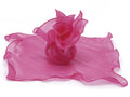 Tulle per bomboniere a base quadrata in organza effetto volant, bordato fucsia, set da 50 pezzi, cm 25 x 25 H