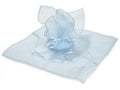 Tulle a sacchetto per bomboniere quadrato in organza azzurro orlato con tirante, set da 20 pezzi, cm24,5x24,5H - Interno:Ø15