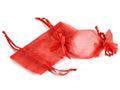 Caramelle per bomboniere in organza rossa con tiranti, set da 60 pezzi, cm 10,5x5 H -Interno: 5x5 H