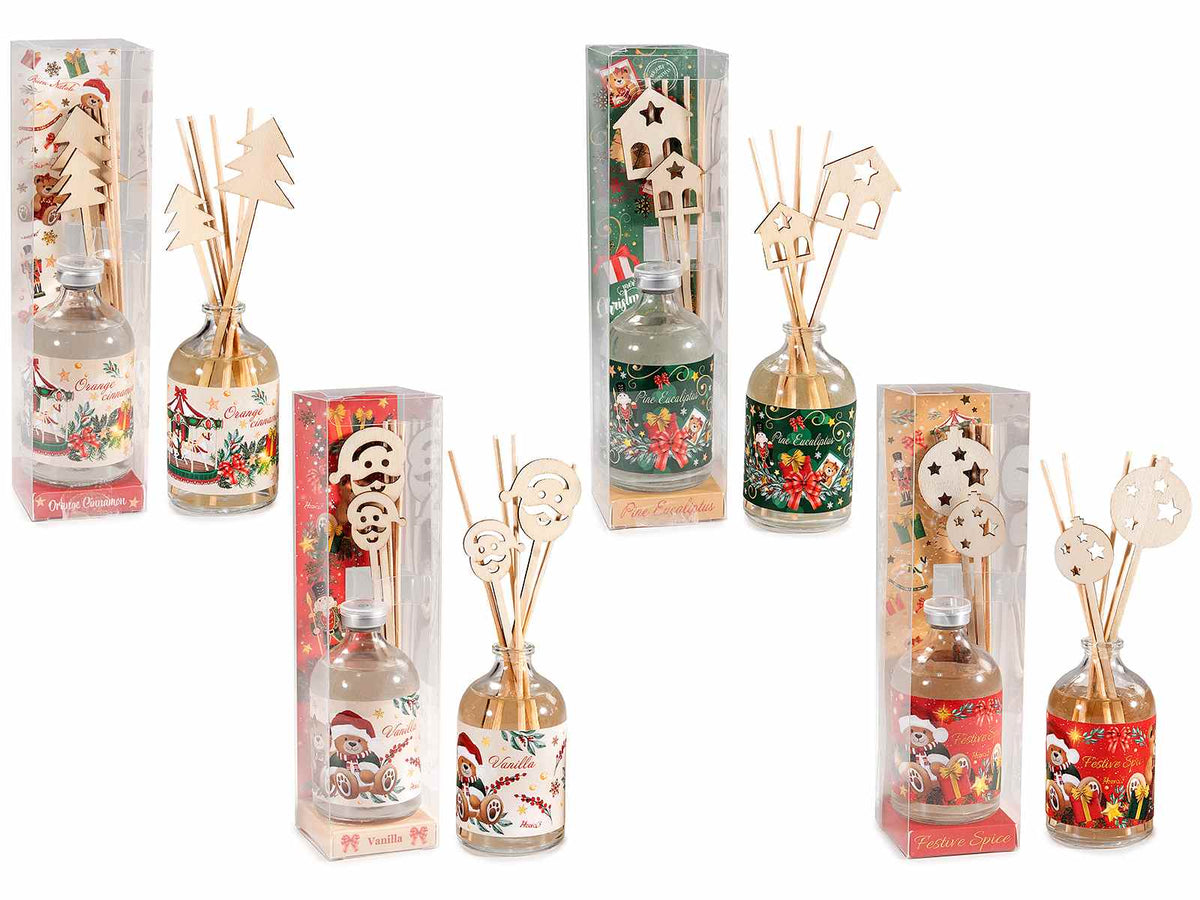 Profumatori per ambiente di Natale con stick sagomati in confezione regalo, set da 4 pezzi, Ø 5 cm x 10 H (con stick 18)
