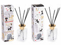 Profumatori per ambiente in contenitore di vetro con tappo oro e stick, set da 4 pezzi, cm 6x6x10,5 H (con stick23)