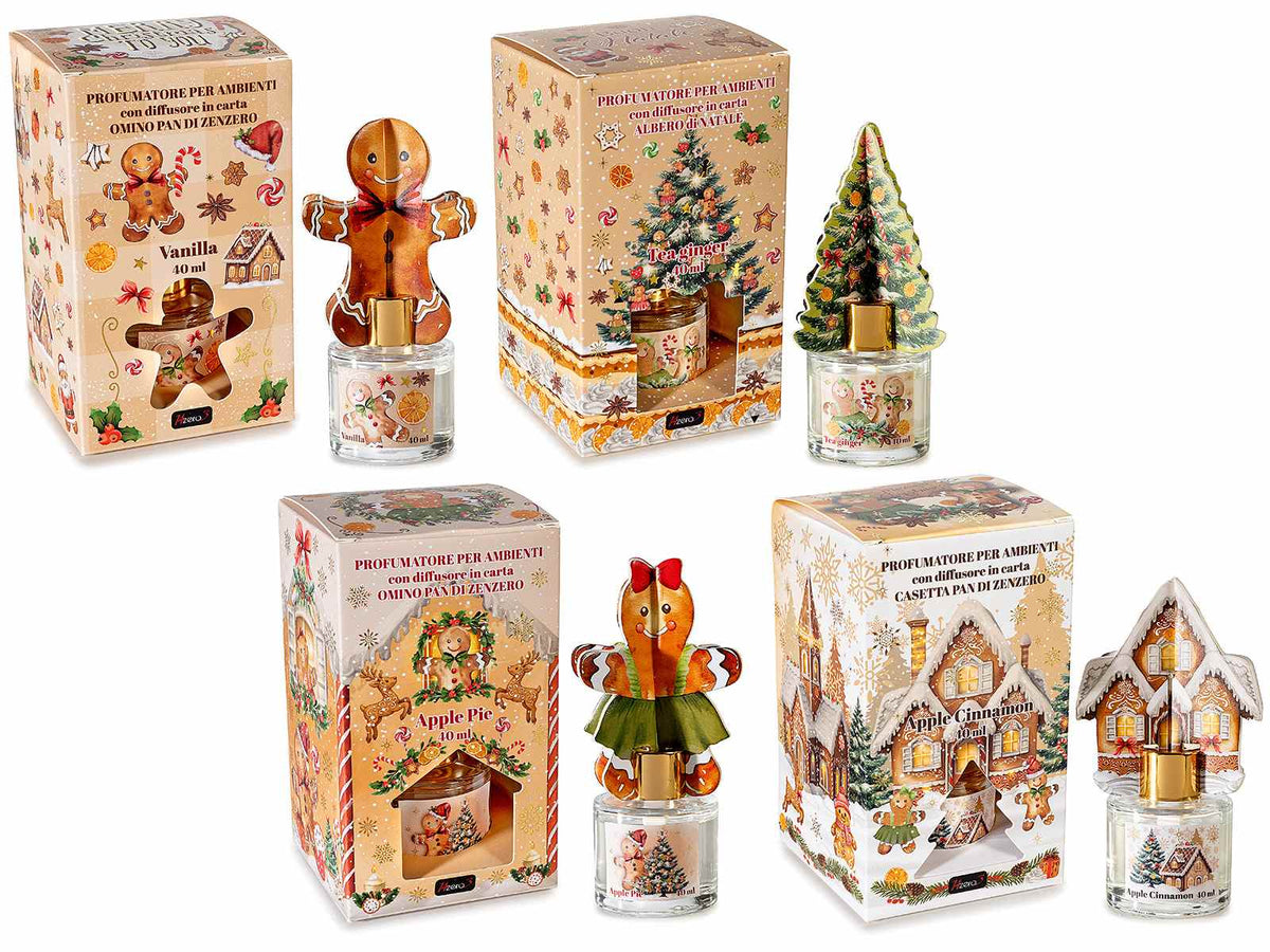 Profumatori di Natale per ambiente con diffusore 3D in carta assorbente, set da 4 pezzi, Ø5cmx6,5H (con stick13,5)