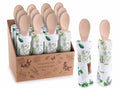 Set cucina con cucchiaio in legno e asciugapiatti in cotone stampa erbe, set da 12 pezzi, Asciugapiatti: cm 38 x 64 H