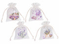 Sacchetti in cotone con tirante con decorazioni lucide a tema lavanda, set da 20 pezzi, cm 13,5x18 H (al tirante14)