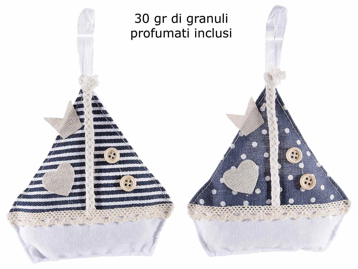 Sacchetti con granuli profumati a forma di barchetta a vela per armadi, set da 12 pezzi, cm 13 x 13 H