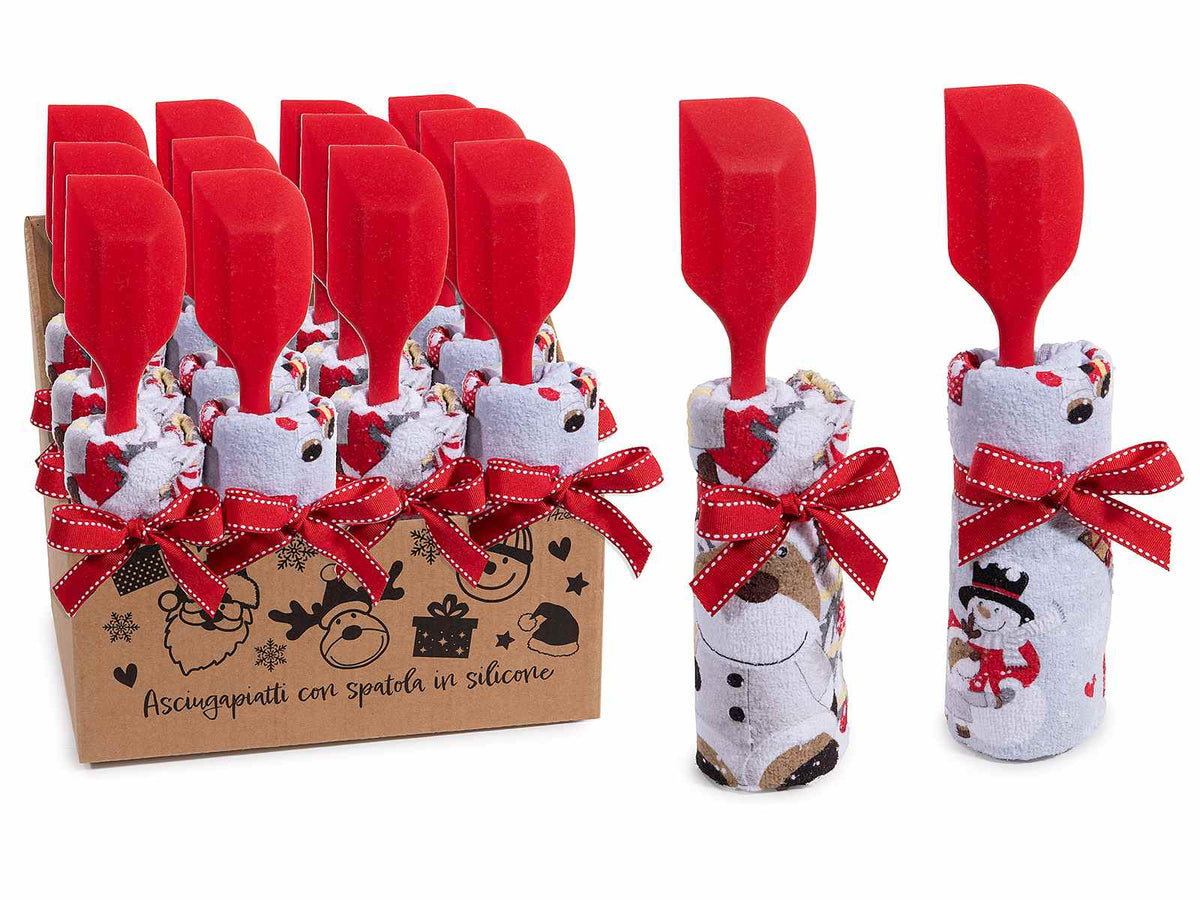 Asciugapiatti di Natale in spugna fantasia Babbo Natale / pupazzo di neve, set da 12 pezzi, Asciugapiatti: 38 x 64 H