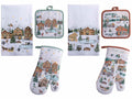 Set tessili da cucina di Natale con guanto, presina e asciugapiatti in cotone, set da 4 pezzi, Asciugapiatti: cm 38 x 64 H