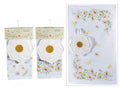 Set asciugapiatti da cucina in cotone con decori fiori e presina sagomata, set da 4 pezzi, Asciugapiatti: cm 38 x 64 H