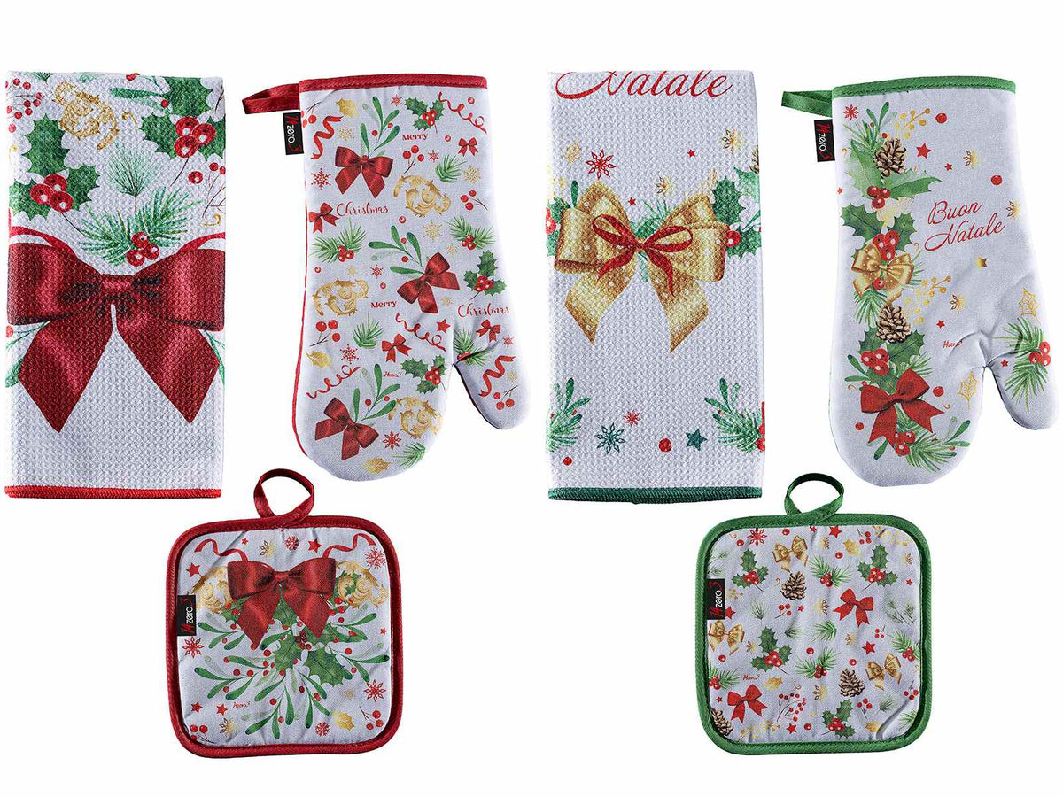 Set tessili da cucina con guanto, presina e asciugapiatti in microfibra, set da 2 pezzi, Asciugapiatti: cm 38 x 64 H