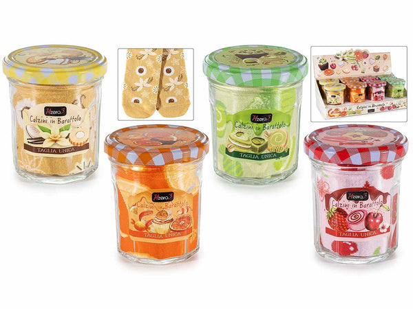 Set di 8 confezioni regalo con calzini fantasia frutti in vasetto di vetro – Natale