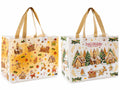 Borse in tessuto non tessuto con stampa omini pan di zenzero natalizi, set da 16 pezzi, cm 32x17x25 H (con manici 40)
