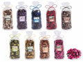 Pot-pourri in confezione trasparente con chiusura in rafia colorata. Ideale, set da 9 pezzi, -