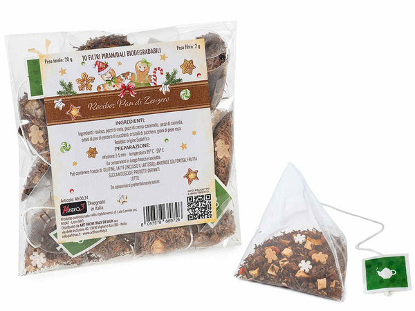 Confezioni da 10 filtri piramidali con 2g di rooibos Pan di Zenzero, set da 4 pezzi, -