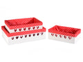 Cestini / cassette in legno bianco scrivibile fai da te decorato da intagli, Grande: cm 32 x 21 x 8,5 H