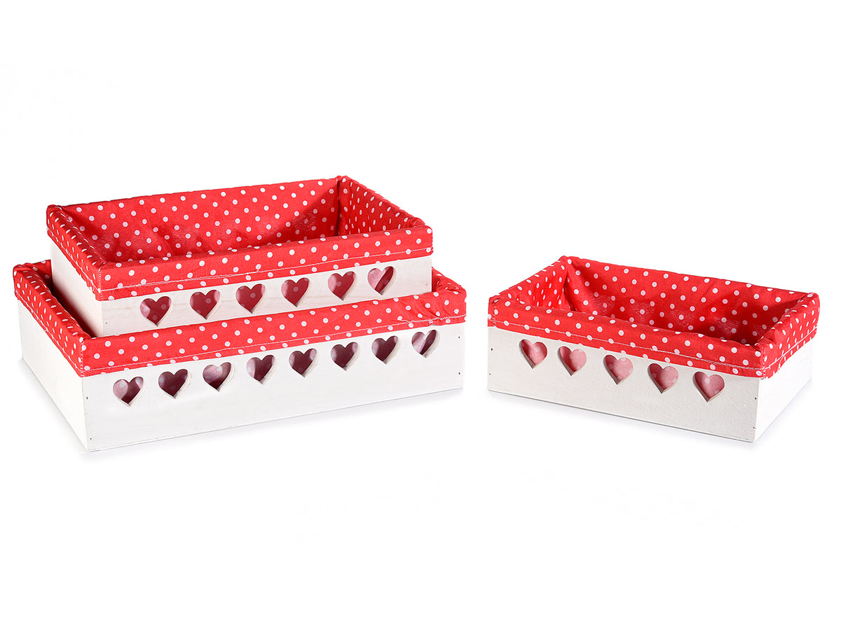 Cestini / cassette in legno bianco scrivibile fai da te decorato da intagli, Grande: cm 32 x 21 x 8,5 H