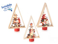 Decorazioni ad albero di Natale in legno con personaggi natalizi, luci led, set da 3 pezzi, cm 16 x 5 x 26 H