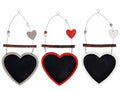 Lavagnette a forma di cuore in legno colorato da appendere con perline, set da 9 pezzi, cm 15 x 28,5 H