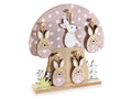 Decorazioni a conigli pasquali in legno da appendere in espositore, set da 2 pezzi, Coniglio: cm 5,5 x 10 H