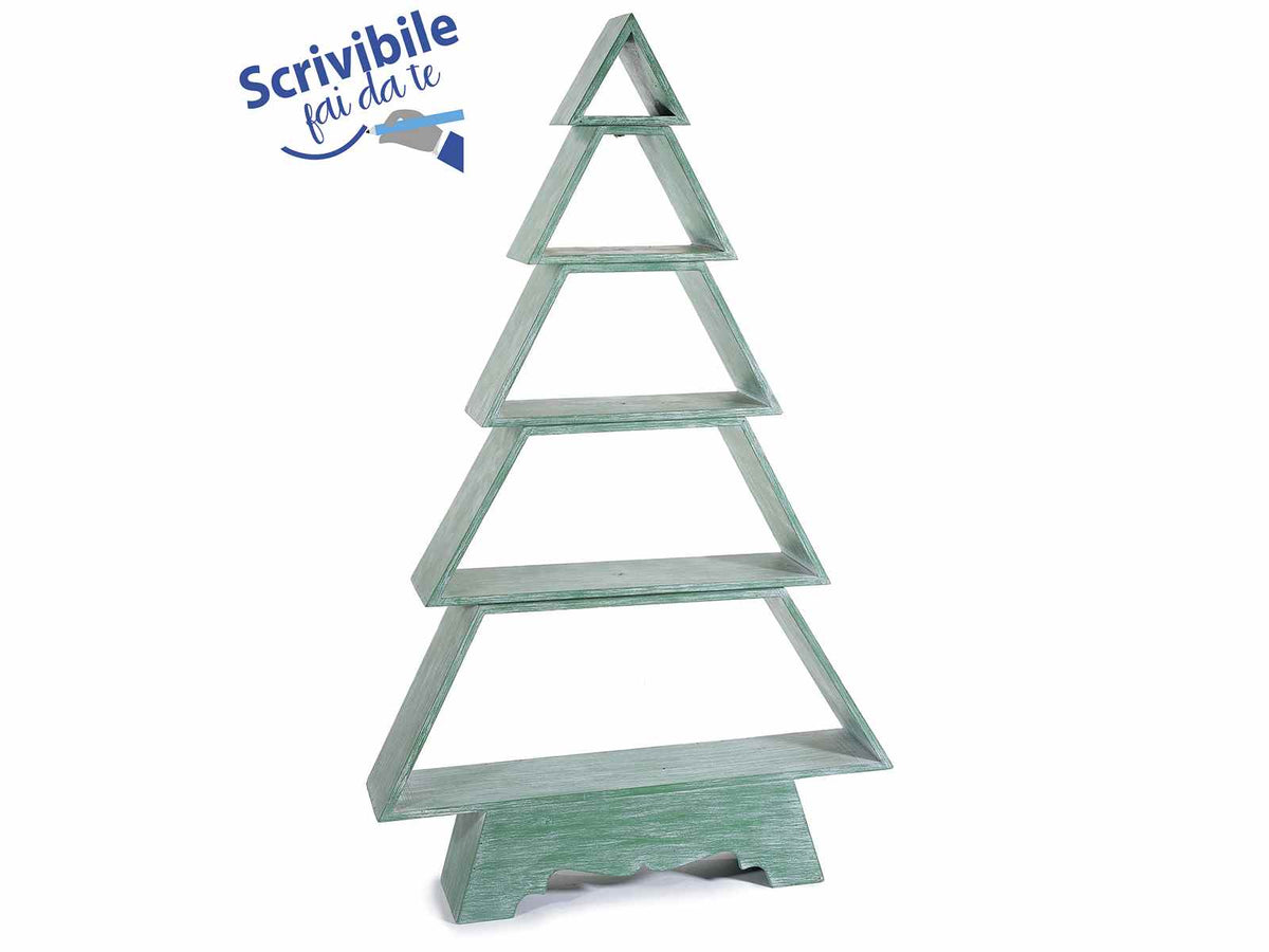 Scaffali natalizi a forma di albero / espositori in legno color verde, cm 58 x 12,5 x 97 H