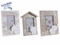 Portafoto con decori a forma di elefantini in legno, set da 3 pezzi, cm 19 x 24 H