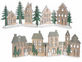 Staccionate in legno con villaggio natalizio e decori glitter, perfetta, set da 2 pezzi, cm 62 x 19,5 H
