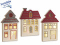 Casette in legno decori con glitter dorati e luce led da appoggiare, set da 3 pezzi, cm 11 x 2,5 x 19 H