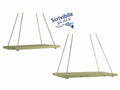 Ripiani in legno ad altalena verde con corda da appendere in set da due pezzi, Grande: cm 40 x 28 x 1,5 H