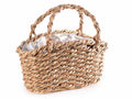 Cestini in fibra naturale ritorta con manici e rivestimento interno, set da 3 pezzi, cm32x16x17,5H (con manici28)