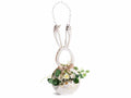 Coniglio pasquale in legno con fiori artificiali e fiocco da appendere /, set da 2 pezzi, cm 15 x 6 x 37 H
