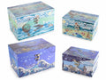 Scatole in legno con chiusura a gancio con stampa tema mare in set da due pezzi, set da 2 pezzi, Grande: cm 20 x 14 x 12 H