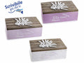 Scatole da tè in legno con 6 scomparti con decorazioni lavanda in rilievo, set da 3 pezzi, cm 21 x 14,5 x 7,5 H