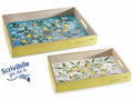 Vassoi in legno colorato con decori limoni in set da due pezzi, Grande: cm 40 x 30 x 5 H