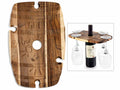 Taglieri di legno acacia a forma botte con quattro vani porta bicchieri, set da 2 pezzi, cm 19,5 x 30 H