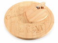 Tagliere rotondo e a cuore in legno di bamboo con coltello per formaggi, set da 2 pezzi, Tagliere: Ø 28 cm