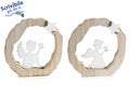 Decorazioni natalizie in legno da appoggiare con angioletto e stella, set da 14 pezzi, cm 11,5 x 2 x 12 H