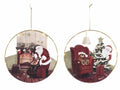 Decorazioni natalizie luminose in metallo e legno con Babbo Natale e orsetto, set da 4 pezzi, Ø 24 cm