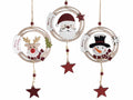 Decorazioni natalizie in legno con pendente a stella e cordino con sagome, set da 12 pezzi, Ø 11 cm