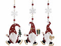 Decoro natale a gnometto natalizio in legno colorato con pattini e decoro, set da 18 pezzi, cm 8 x 14,5 H